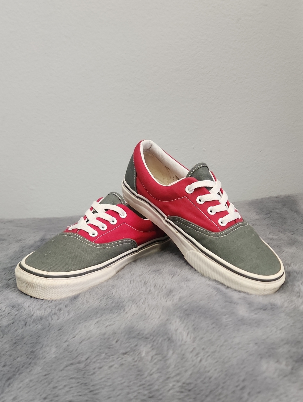 Vans Low-Top Canvas Sneakers (Red & Gray)